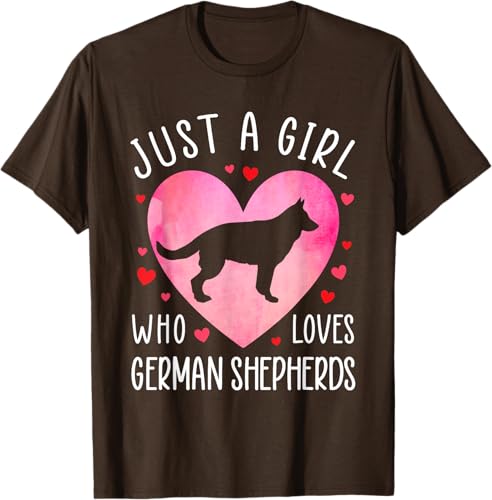 Miniatura 9 de Camiseta Just a Girl Who Loves German Shepherds Dog Mama Pet Lover, Negro -