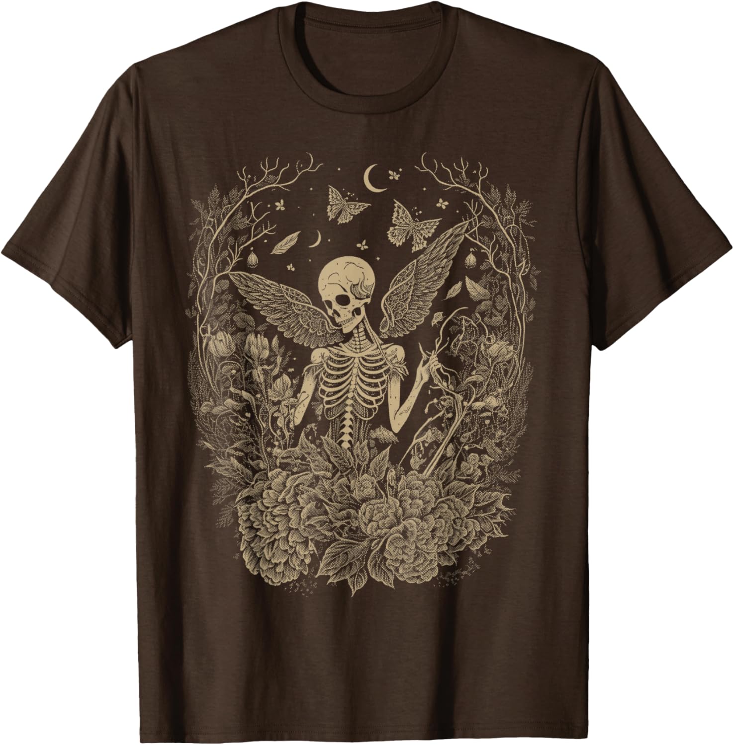 Cute Fairycore Floral Skeleton Aesthetic Girls Women Graphic T-Shirt