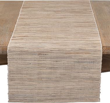 Saro Lifestyle Melaya Collection Shimmering Woven Nubby Table Runner, 14"x54", Natural