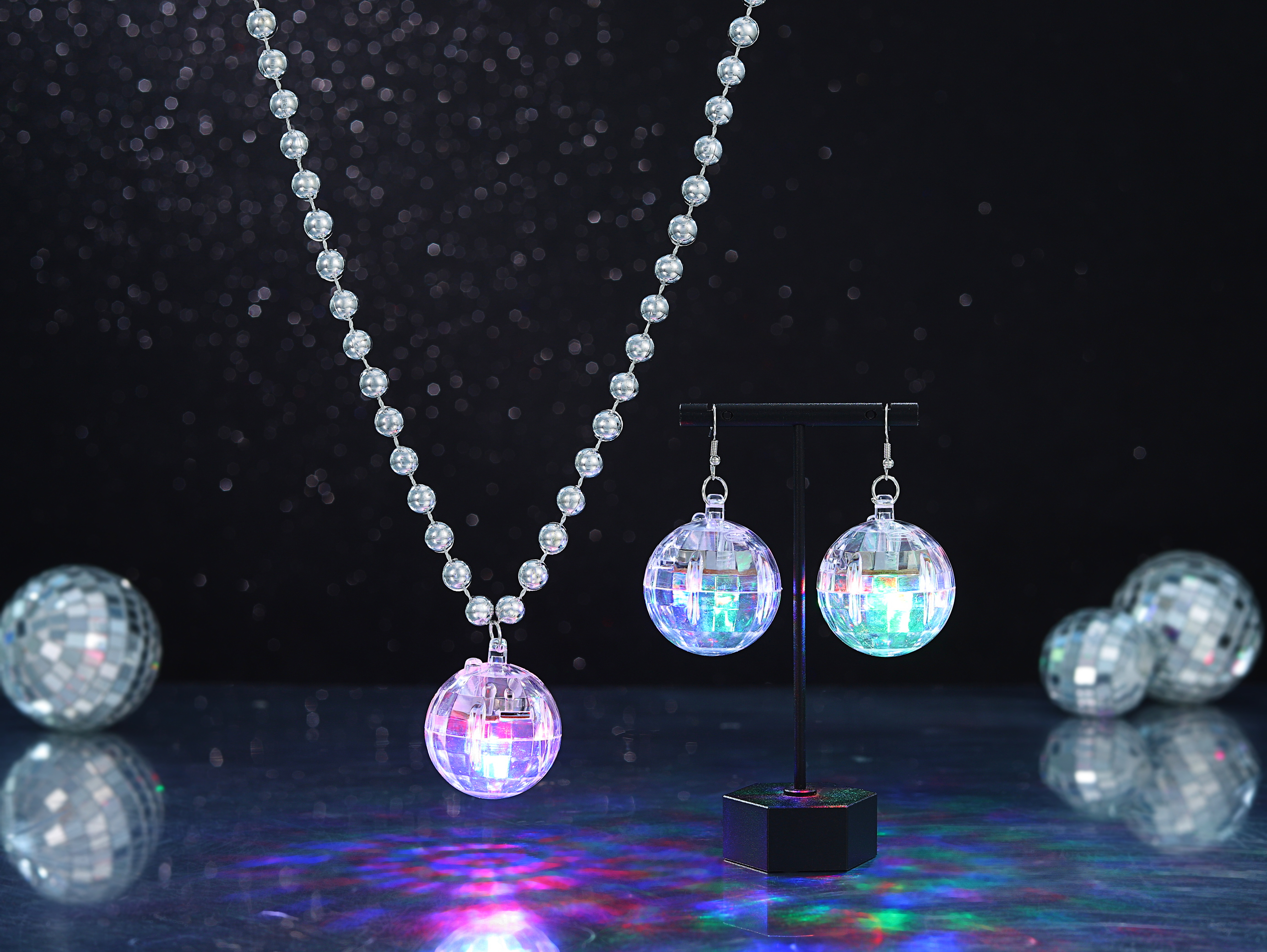 Image of Sixexey Light Up Disco Ball Necklace Set LED Disco Necklace Birthday Dance Party Favors Necklace Accessories for Women