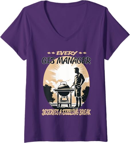 Miniatura 8 de GIS Manager Funny BBQ Chef or Grill Fun V-Neck T-Shirt