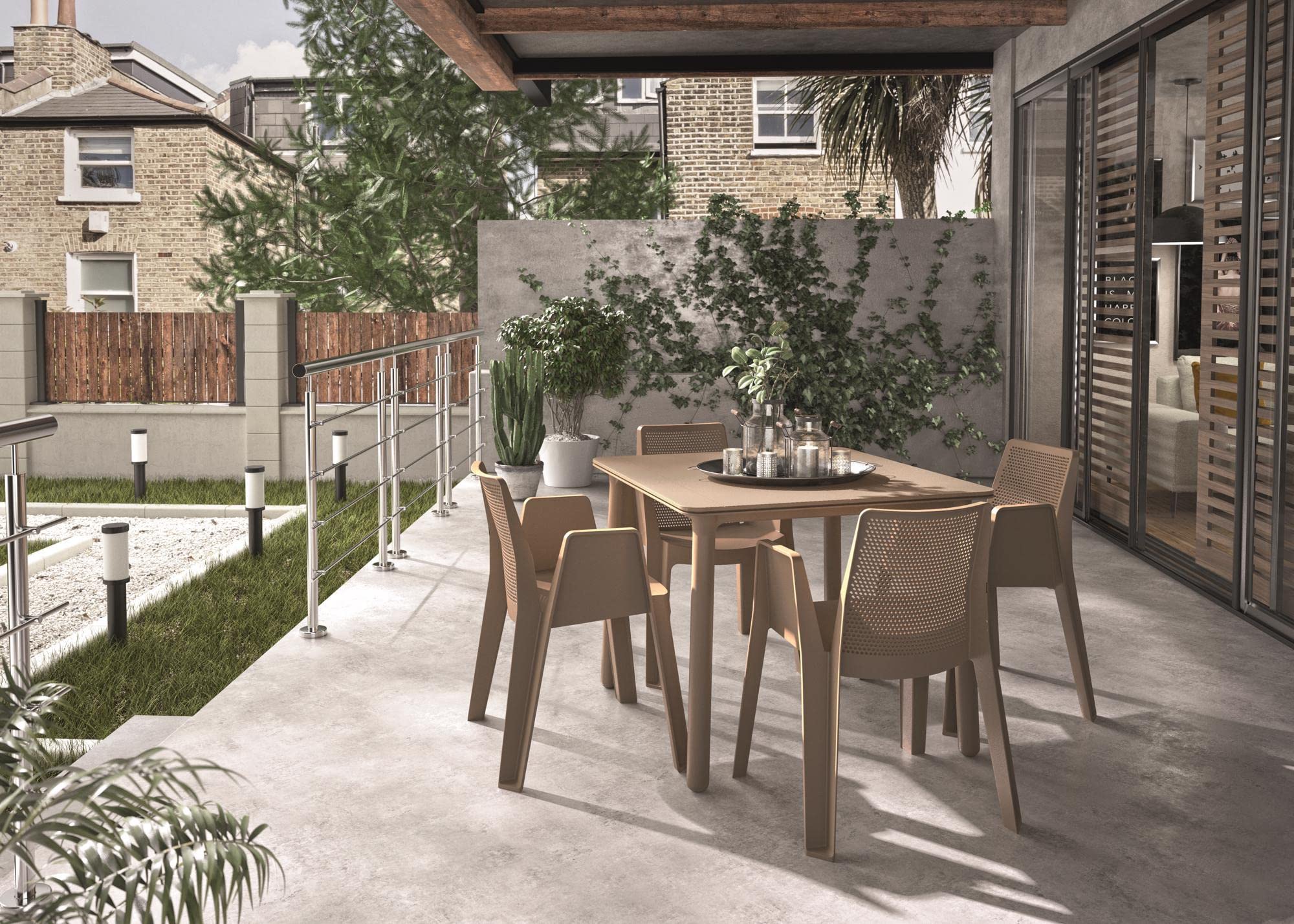 Resol Noa Mesa Rectangular Interior, Exterior 160x90 | jardín, terraza, balcón, Salon, Cocina, Comedor | diseño, Ligero, Multiusos | 4-6 Personas | Pie Blanco - Tablero Blanco