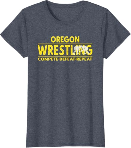 Miniatura 72 de Oregon Wrestling - Compete, Defeat, Repeat T-Shirt Negro,Azul Marino,Asfalto,Blanco,Azul Pastel,Arándano,Rojo,Verde Bosque,Verde Kelly,Verde