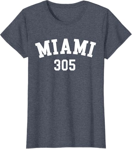 Miniatura 78 de Miami 305 USA American College Font T-Shirt Negro,Azul Marino,Azul Pastel,Arándano,Rojo,Plateado,Hierba,Verde Kelly,Marrón,Verde Oliva,Jaspeado