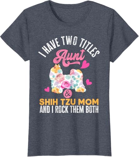Miniatura 26 de I Have Two Titles Aunt and Shih Tzu Mom | Funny Dog Men Women T-Shirt Black,Navy Blue,Asphalt Grey,Cranberry Red,Red,Kelly Green,Dark Heather