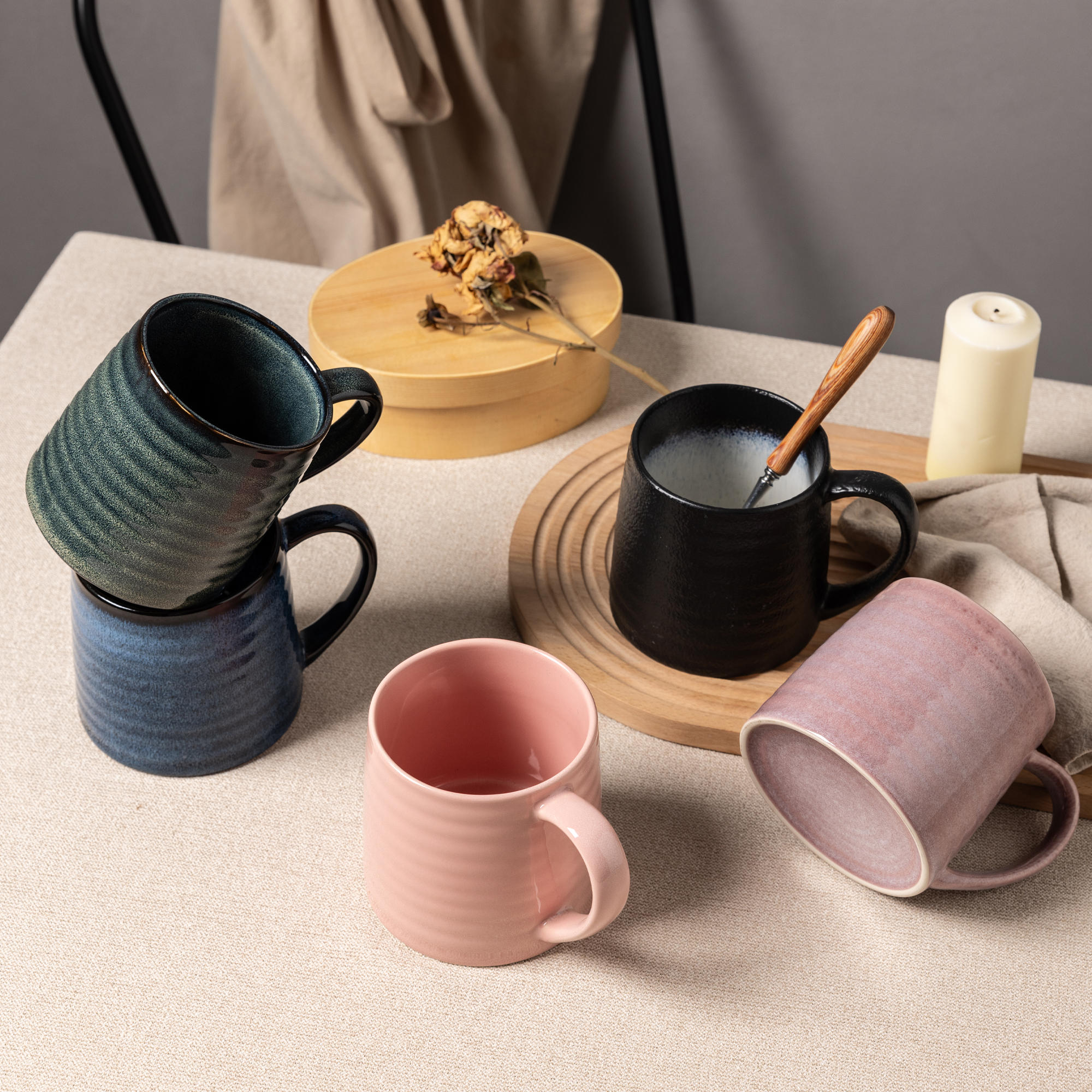 Taza de cerámica 21 oz con acabado mate negro texturizado miniatura 7