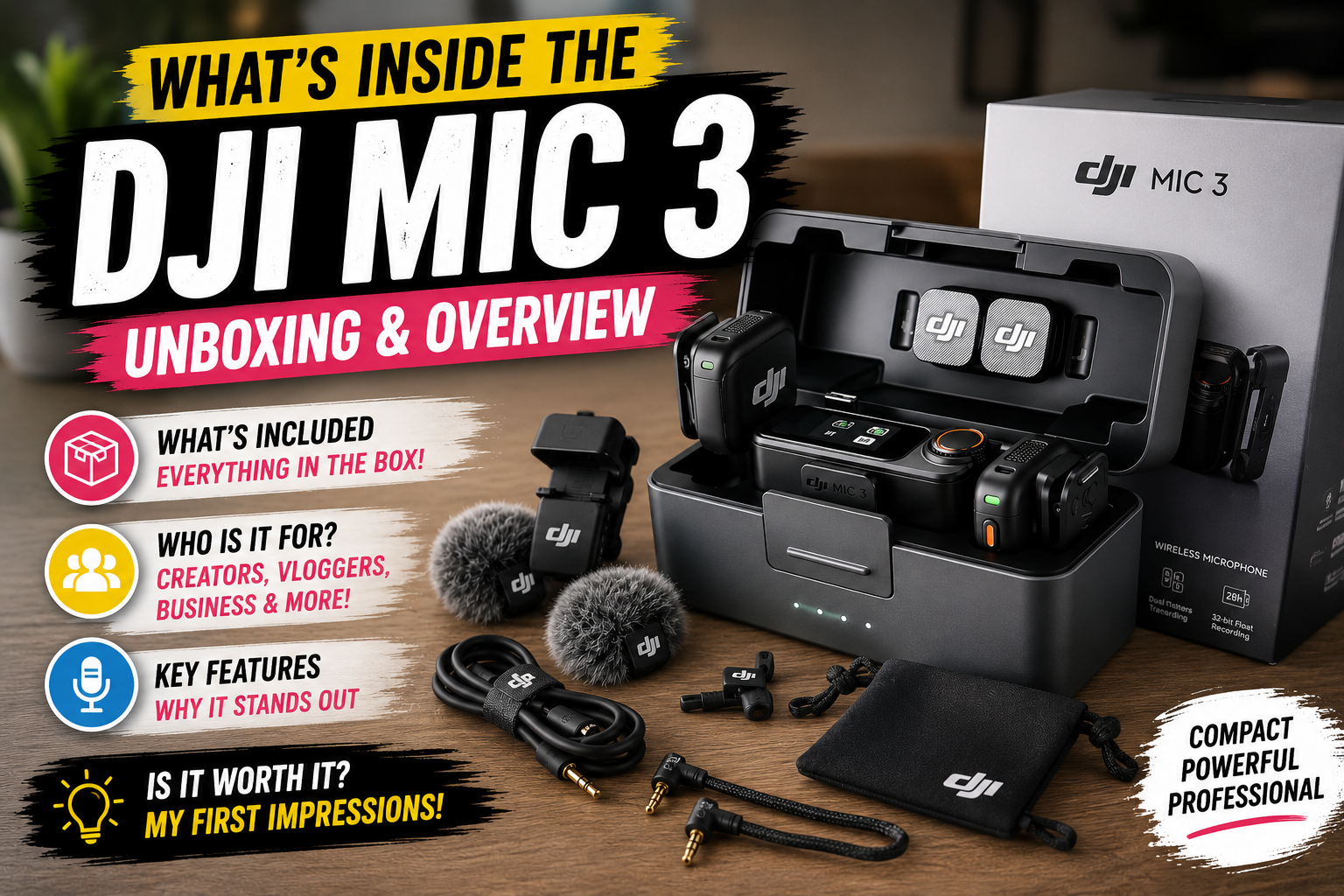 Watch DJI Mic 3 ﹙2 TX 1 RX Charging Case﹚ Unboxing Review on