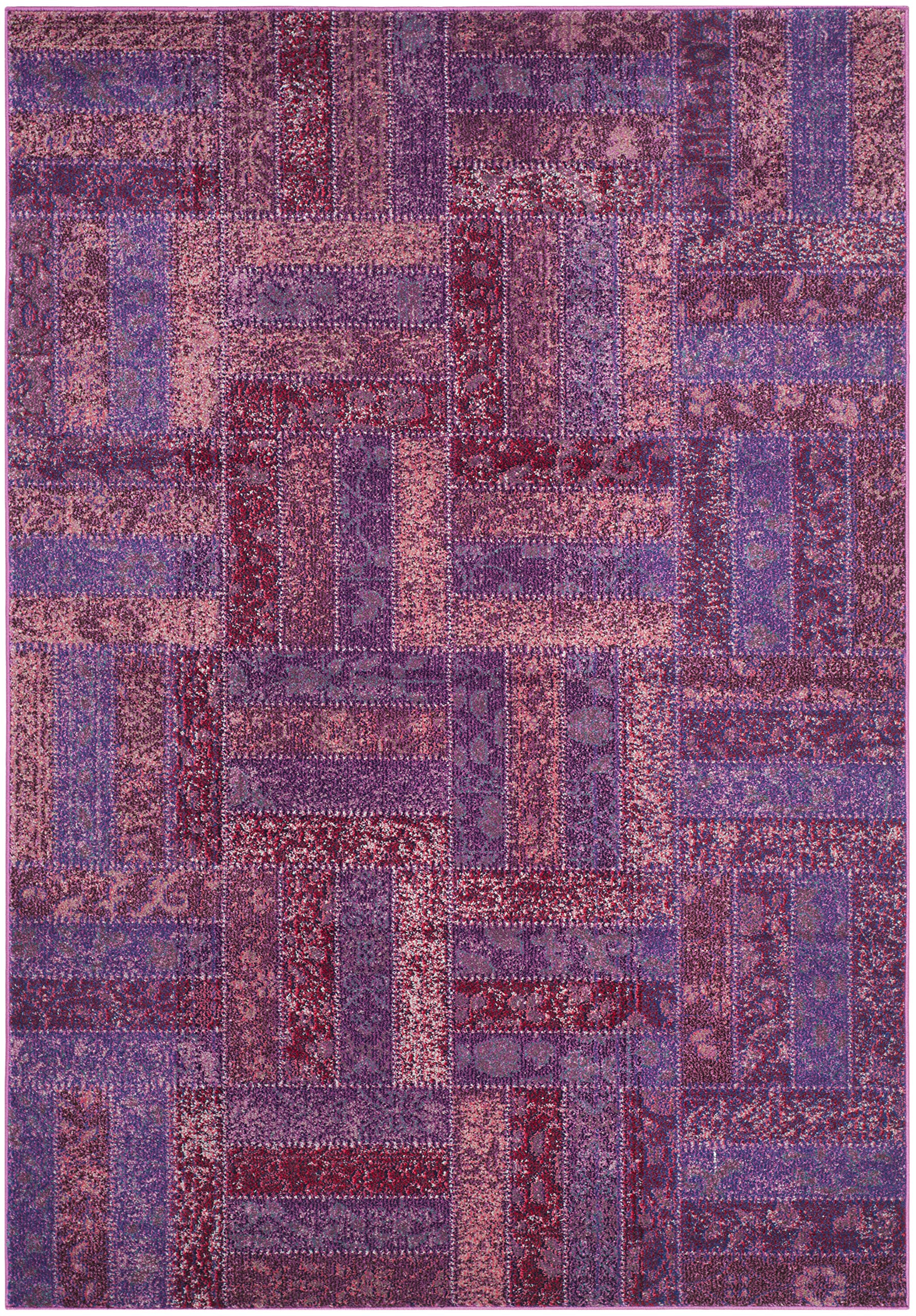 SAFAVIEH Tapis Boho Pour Salon, Salle à manger, Chambre à coucher - Monaco Collection, Tapis à poil court, Violet et Multi, 122 X 170 cm