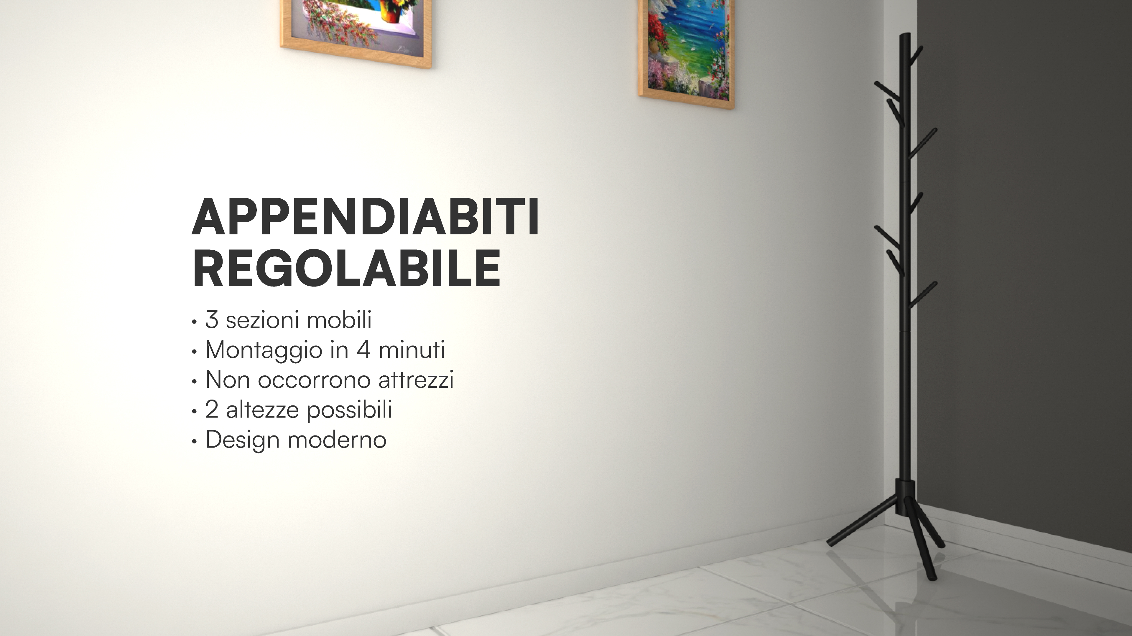 LDAILY Appendiabiti Autoportante A Forma Di Moka, Struttura In Metallo Nero, 5 Ganci E 2 Ripiani, Portaombrelli, 189 Cm