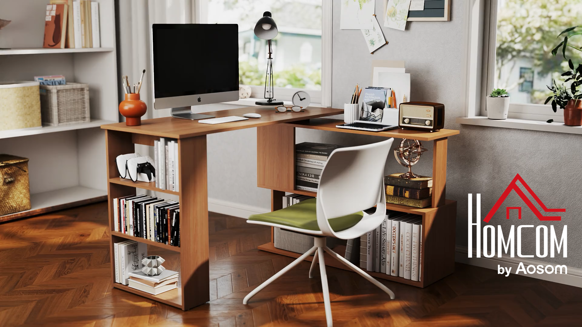 Amazon.com: HOMCOM 47 Inch L Shaped Desk, Home Office Table, 360