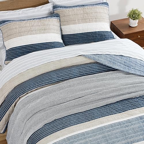 Miniatura 8 de Nautica - Juego de edredón individual, ropa de cama reversible de algodón con funda a juego, decoración del hogar para todas las estaciones