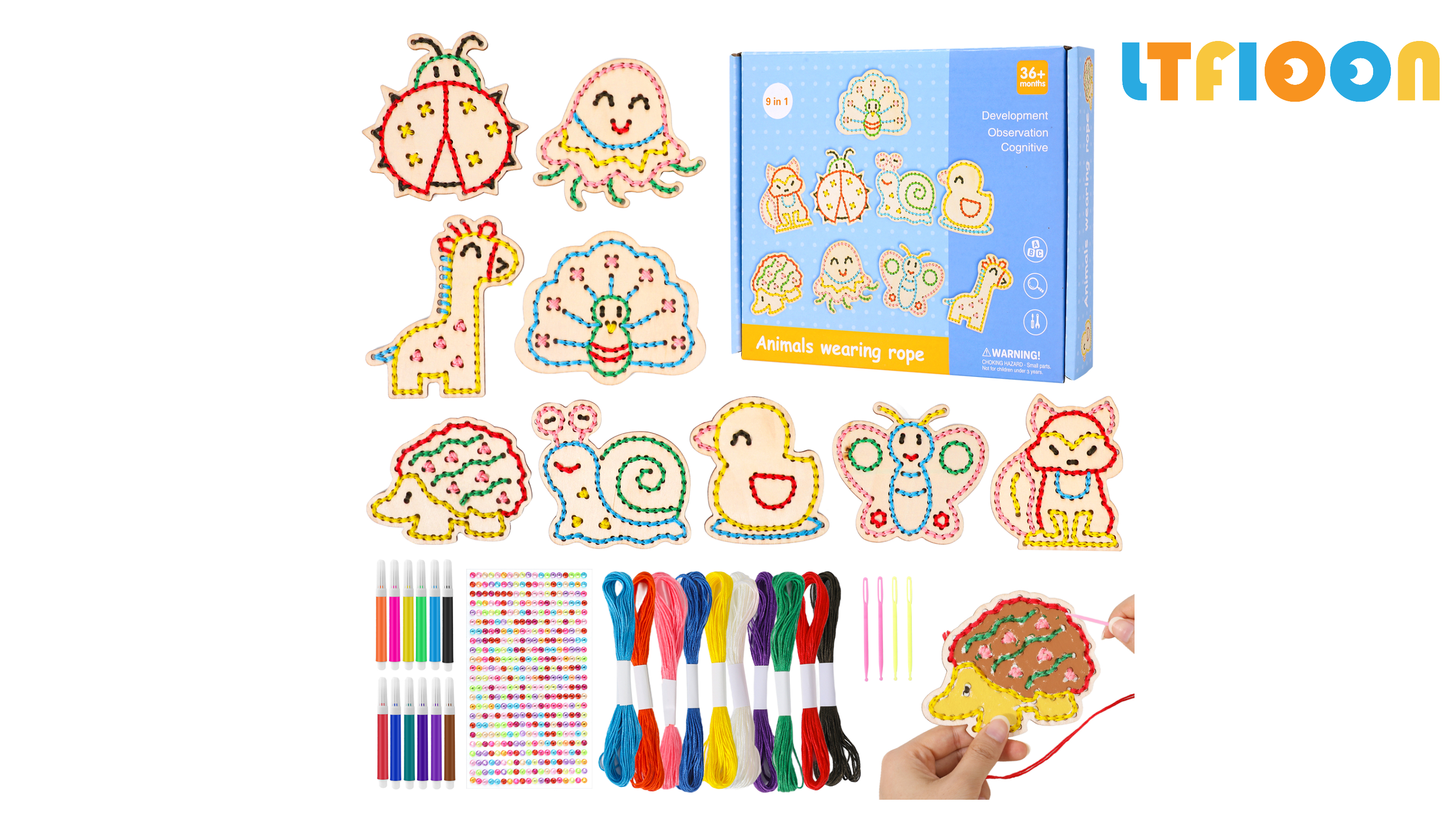 Kit Couture Enfant Feutrine Animaux – Lapin, Dino, Panda, Licorne – Activité Créative 3 Ans+
