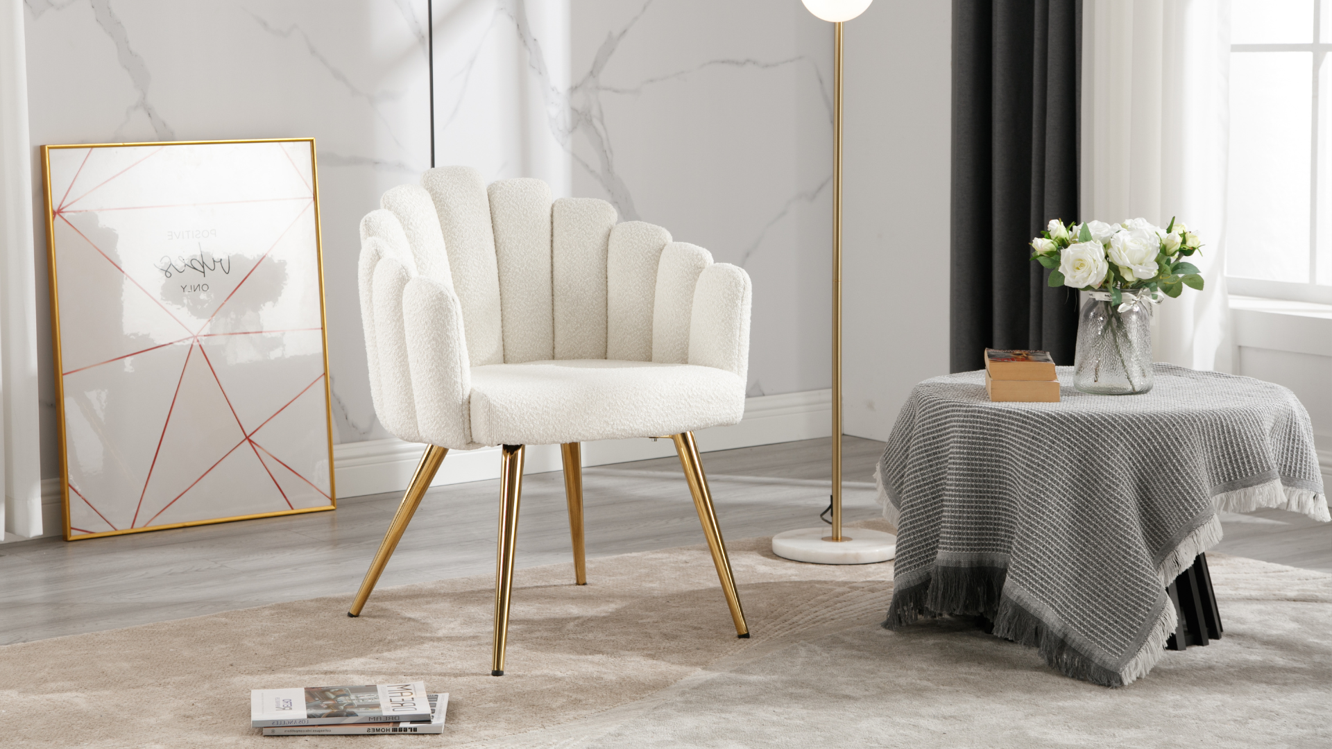chairus Gestoffeerde kuipstoelen linnen enkele bank accentstoel voor woonkamer moderne fauteuil cocktailstoel met houten poten (beige-1
