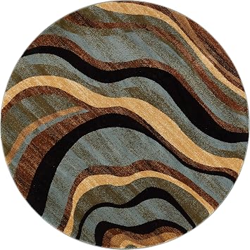 Well Woven Barclay Nirvana Waves Multi/Blue Modern Area Rug 53" Round
