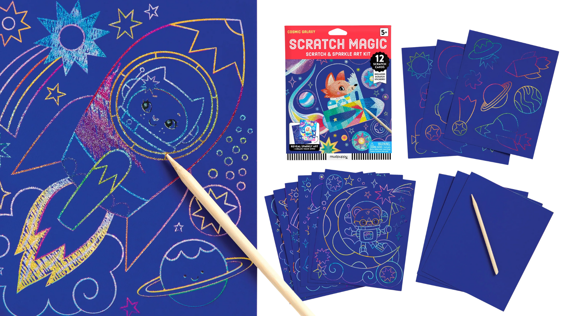 Amazon.com: Mudpuppy Cosmic Space - Scratch & Sparkle Art Activity
