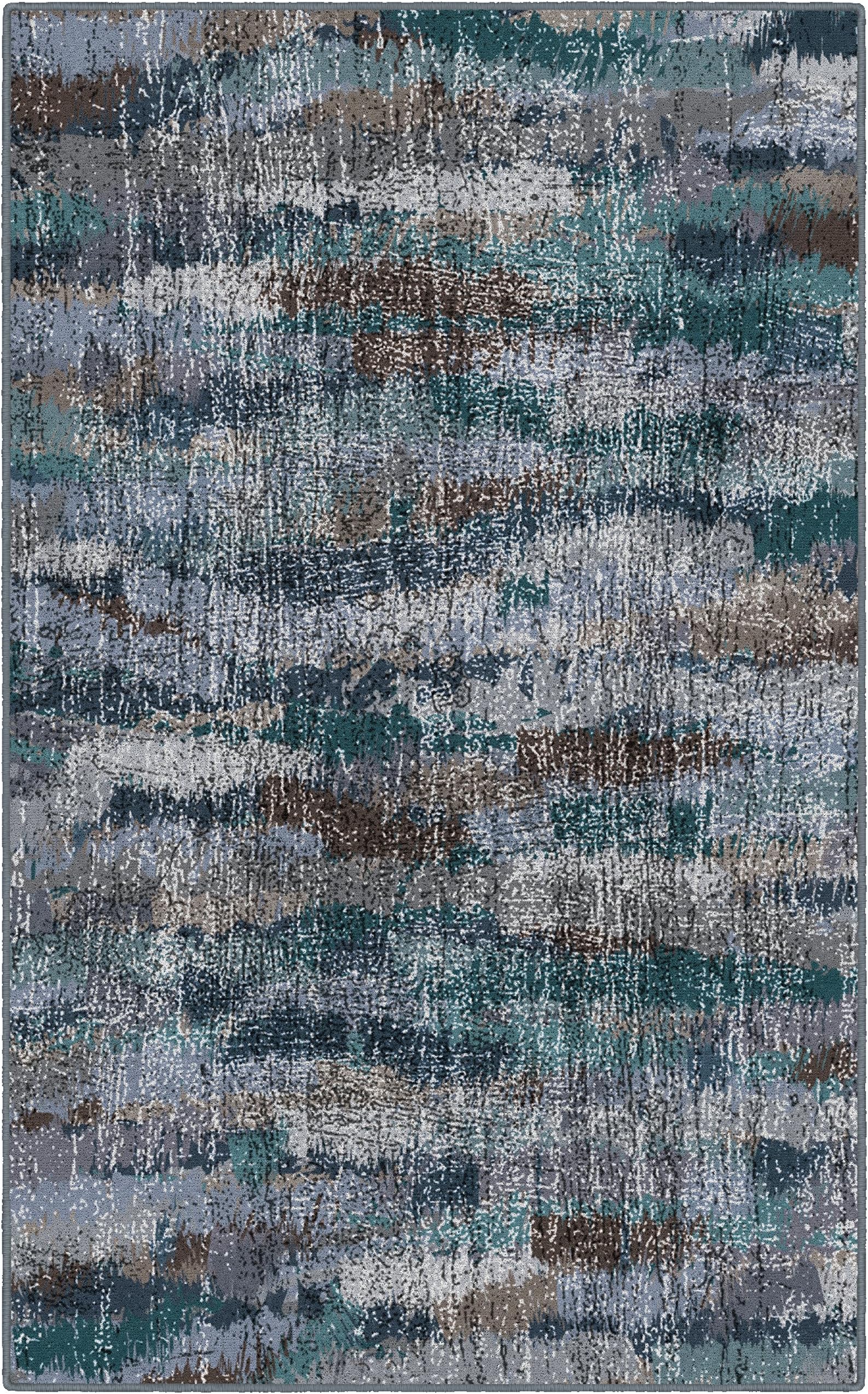 Brumlow Mills Rustic Abstract Bohemian Contemporary Colorful Print Pattern Area Rug for Living Room Decor, Dining, Kitchen Rugs, Bedroom or Entryway Rug, 7'6" x 10', Blue/Gray