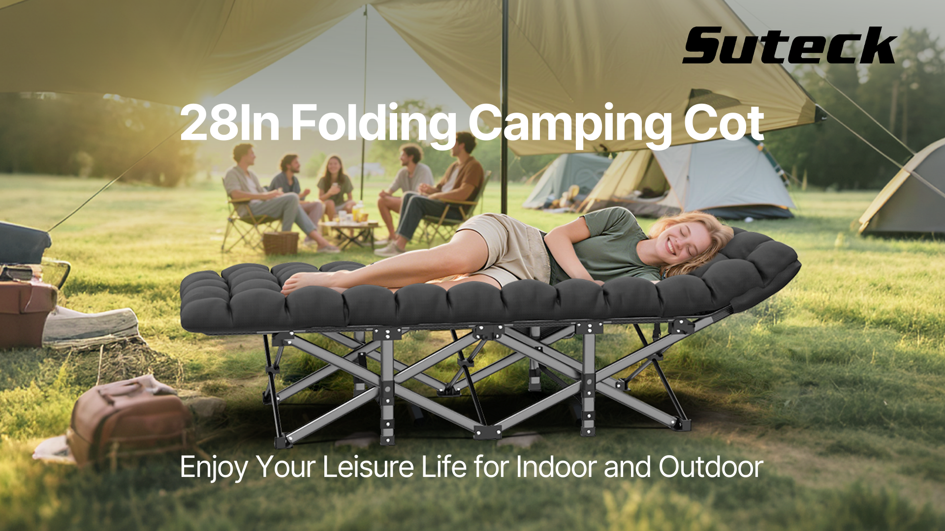 Amazon.com: Suteck Camping Cot, Folding Camping Cot Bed for Adults