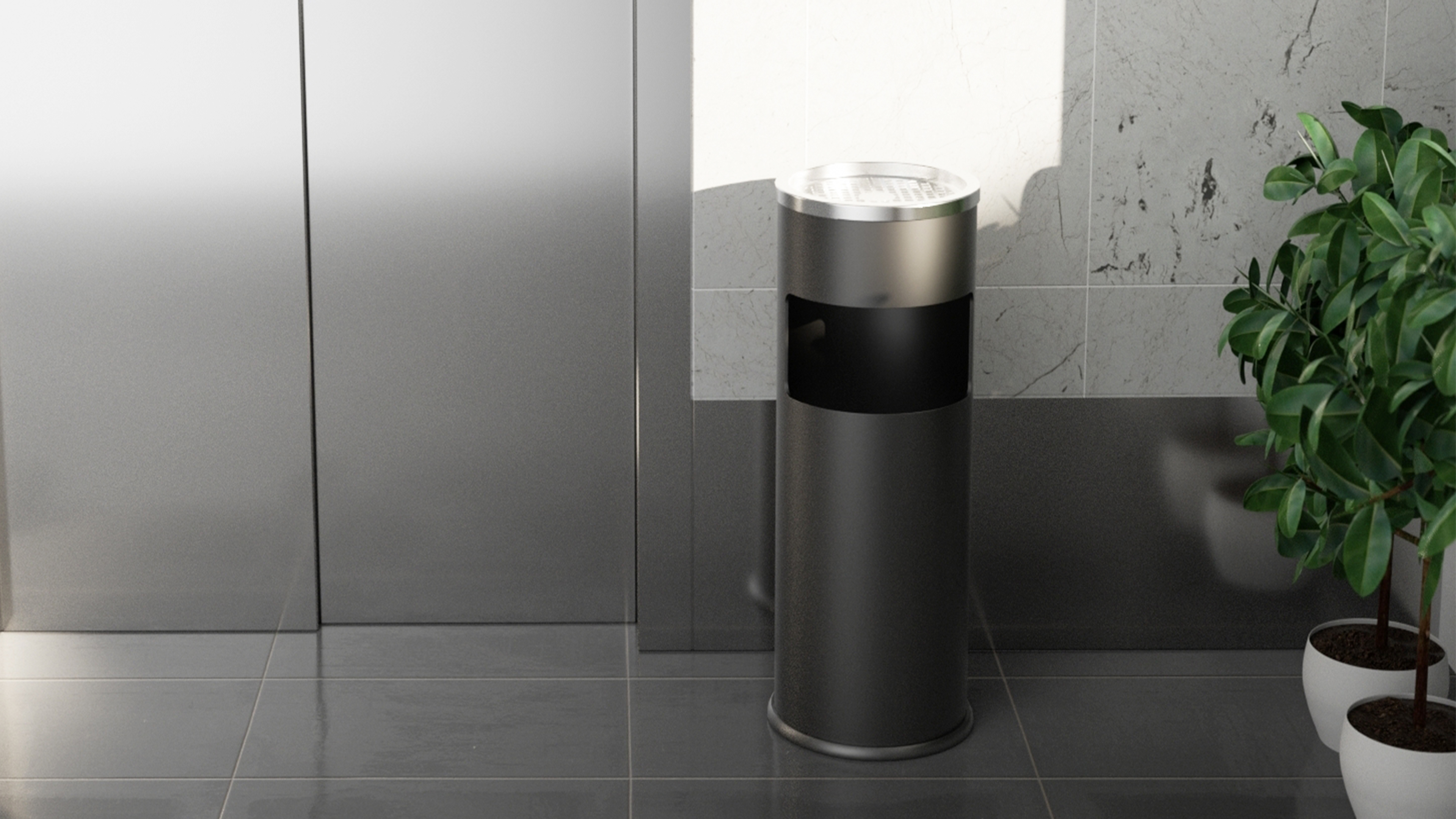 Image of IRONWALLS Indoor Outdoor Trash Can with Lid, Black Stainless Steel Garbage Can, Removable Inner Bucket, Round Commercial Waste Bin Container Trash Receptacle for Office, Hotel