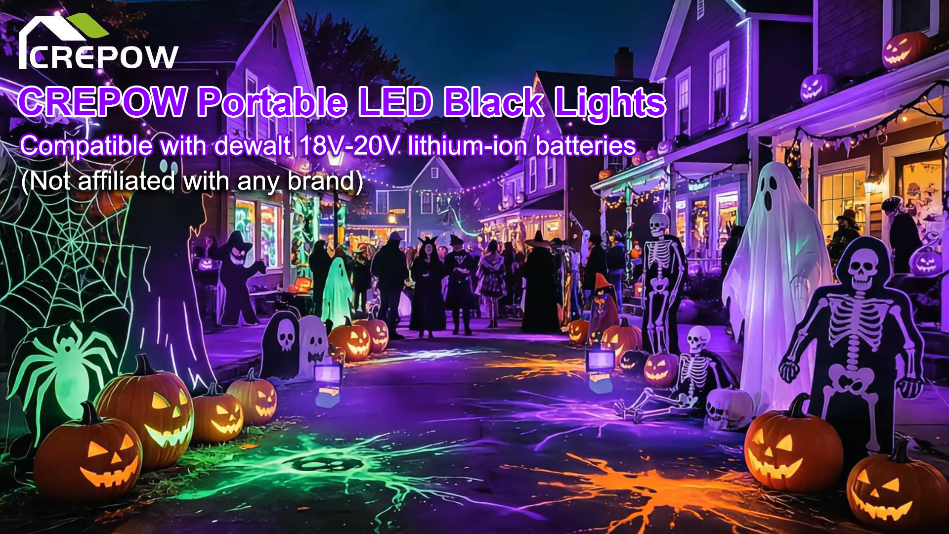 CREPOW Cordless Black Lights Compatible with dewalt 20V Battery