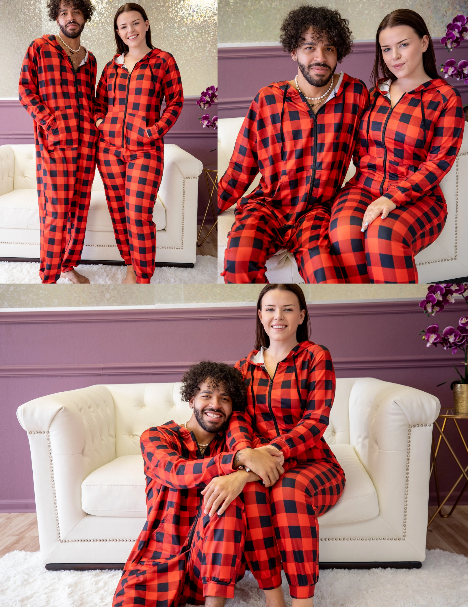 Amazon.com: Ekouaer Christmas Matching onesie for Couples Zipper
