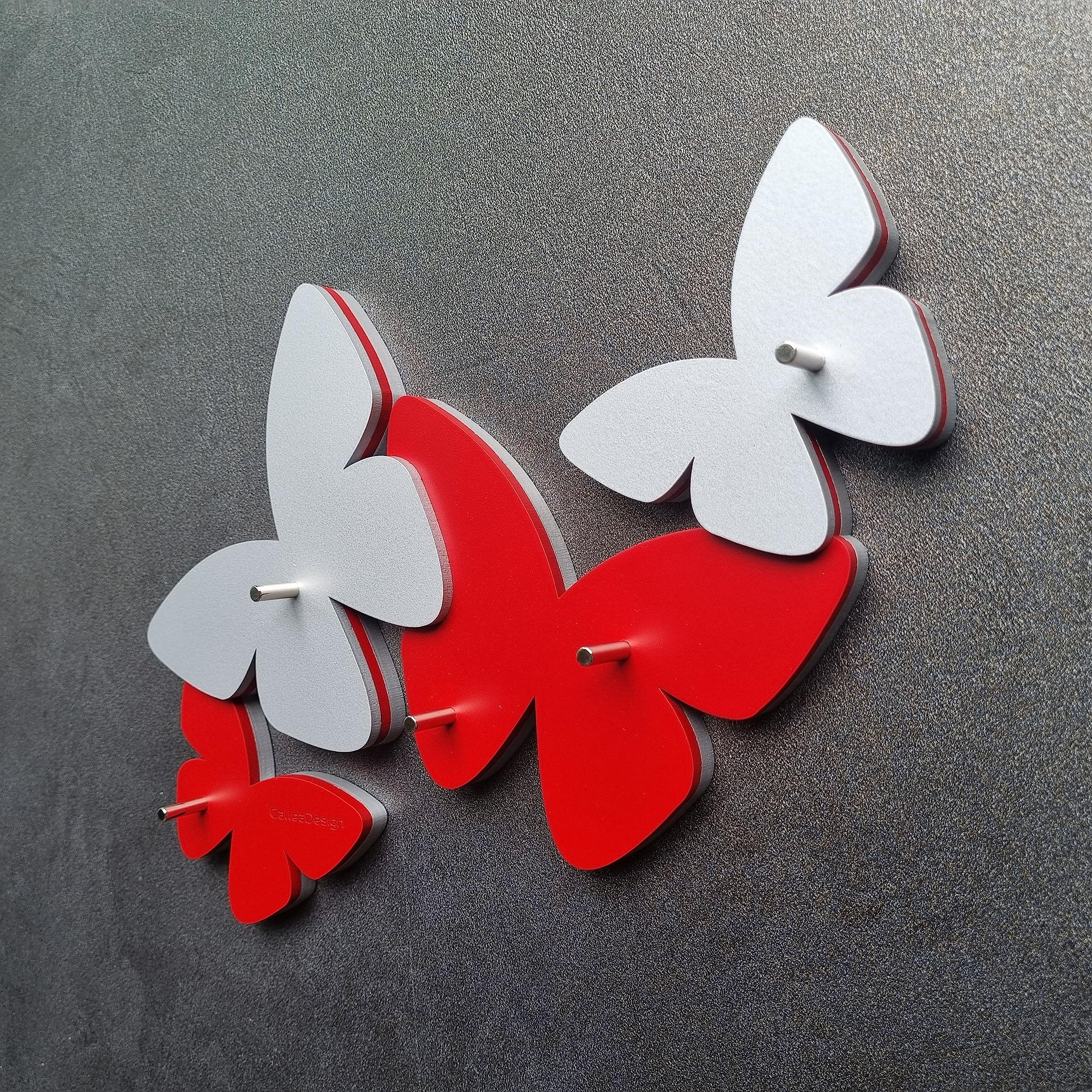 CalleaDesign - Portachiavi da parete Farfalle, Colore: Rubino