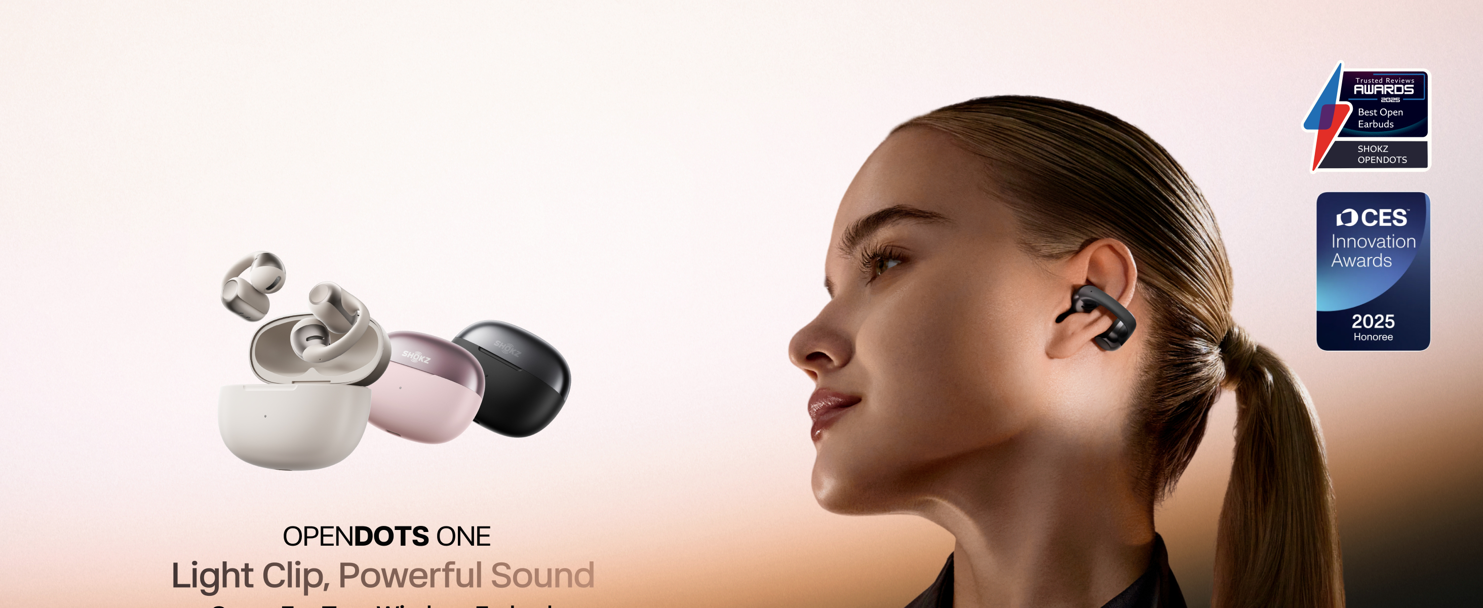 SHOKZ OpenDots ONE Open Ear Headphones, Premium Dolby Audio 6.5g