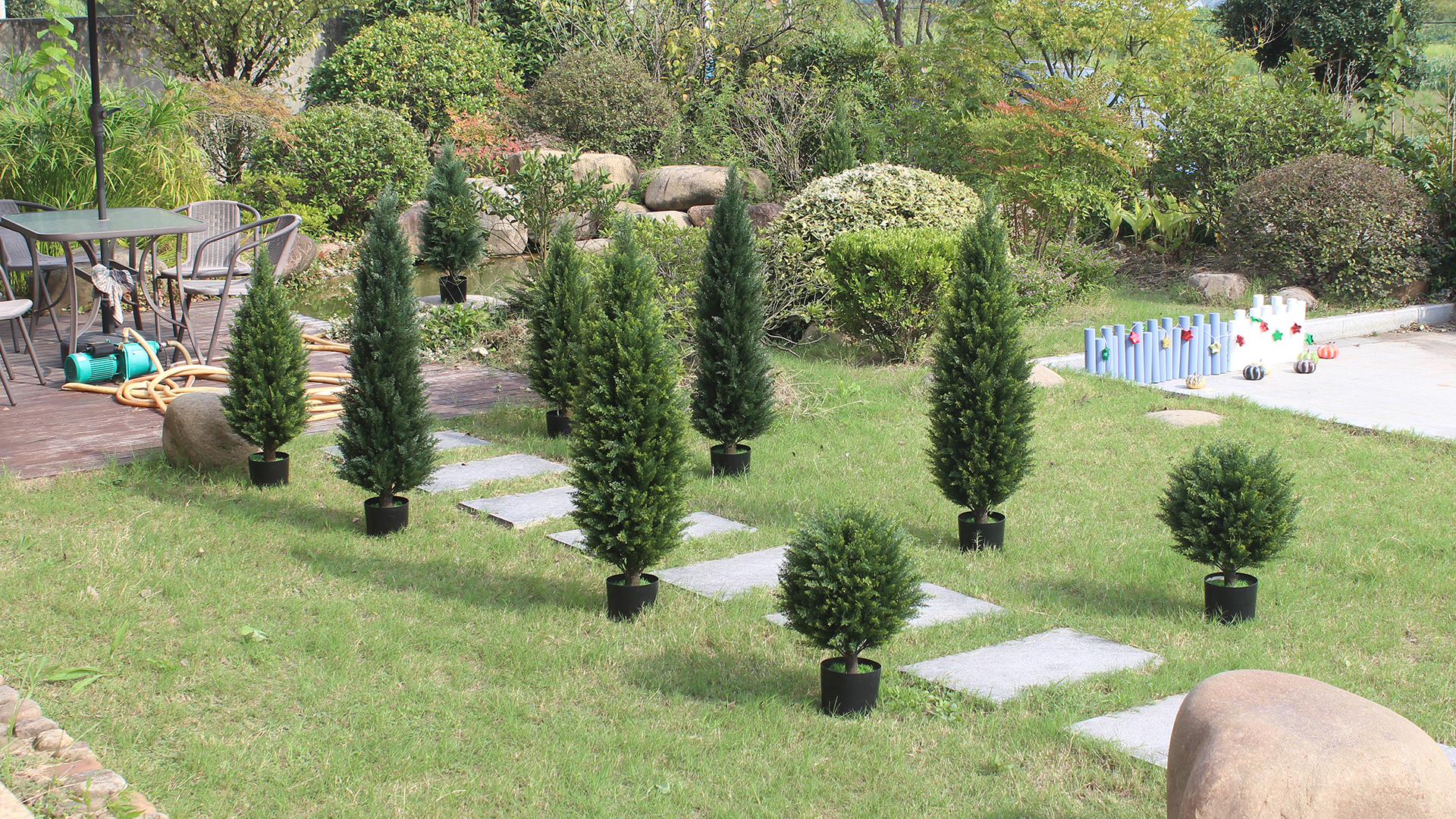 Amazon.com - 4FT Artificial Cedar Topiary Trees UV Resistant