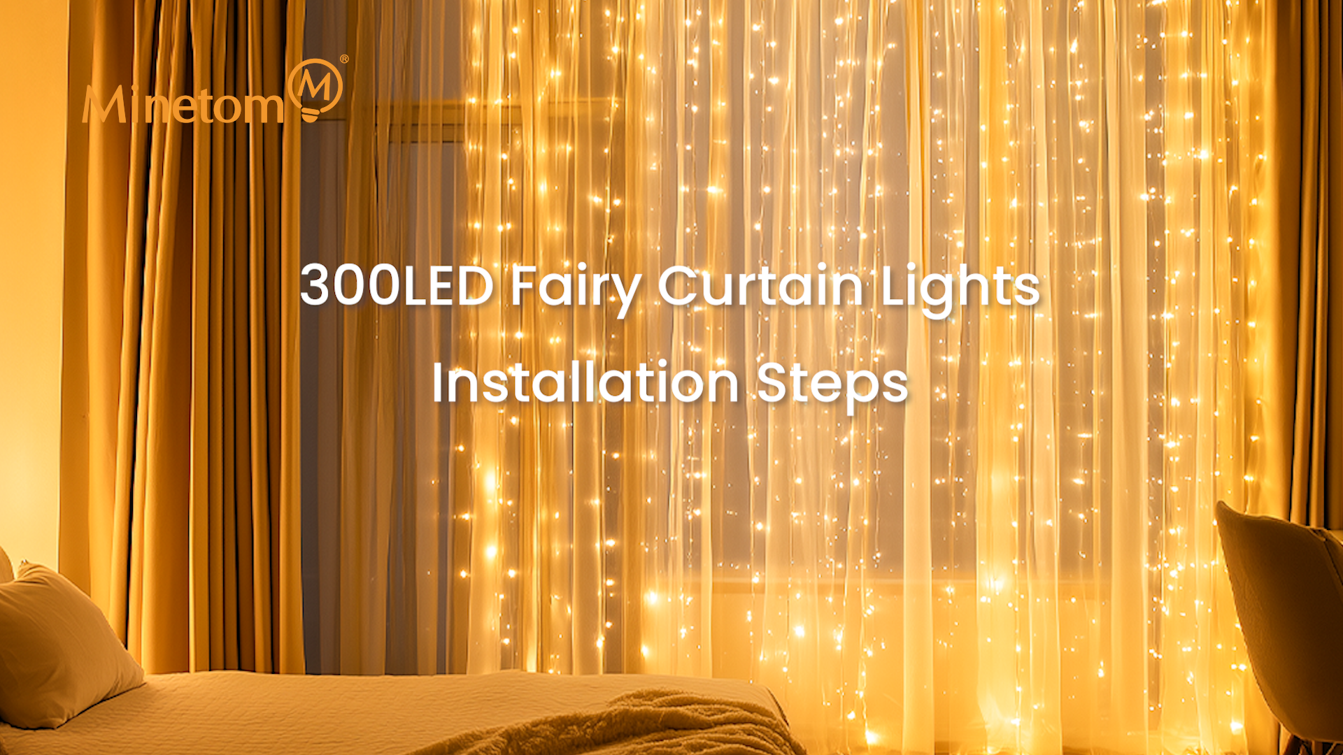 Minetom Curtain Lights, 300 LED Dimmable Fairy Lights Twinkle Lights with Remote and Timer, 8 Modes, USB Powered String Lights for Room Wall Party Xmas Indoor Decor, Warm White - Image 8