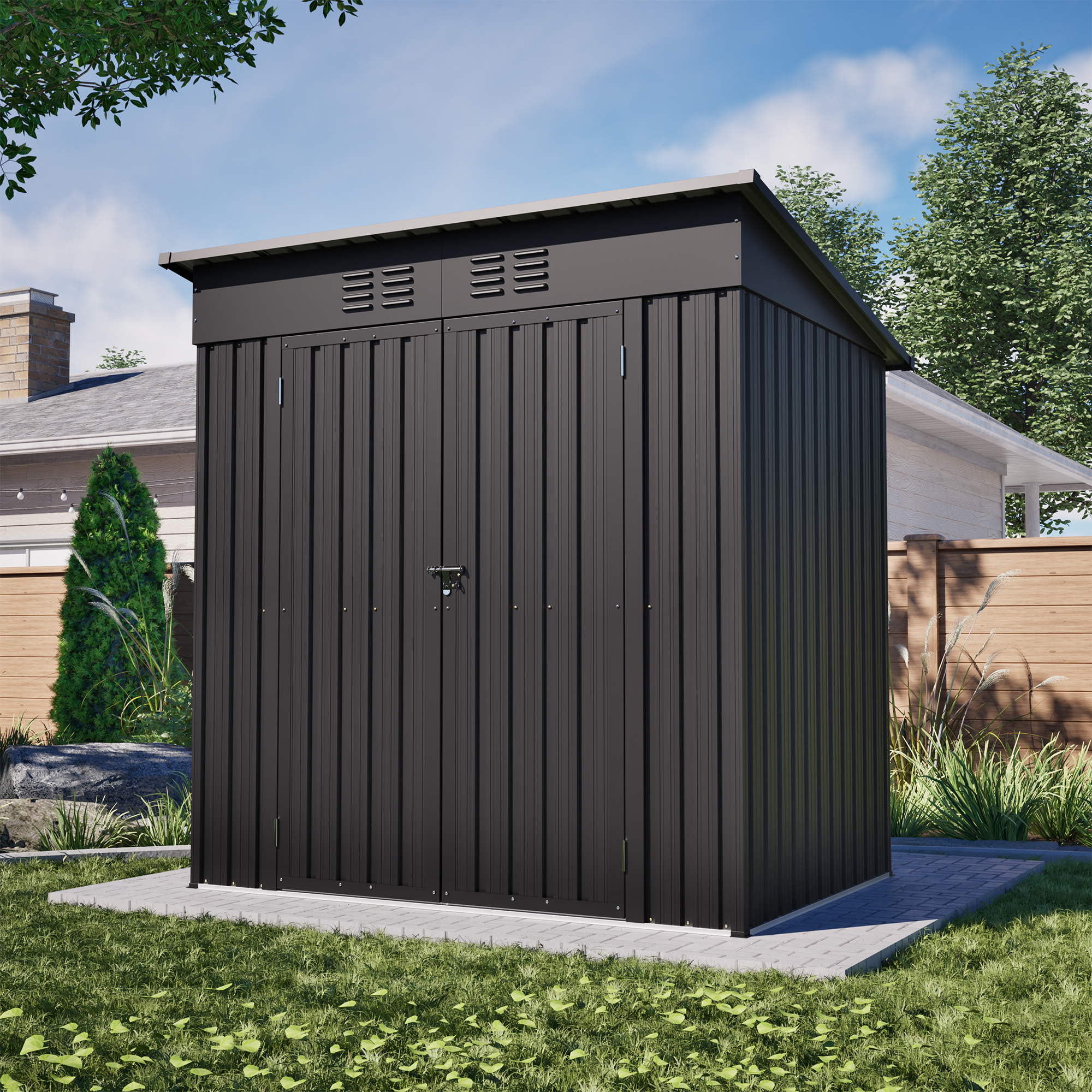 Amazon.com : CHUNLY 6 x 4 ft Outdoor Storage Shed with 2 Double Amazon.com : CHUNLY 6 x 4 ft Outdoor Storage Shed with 2 Double