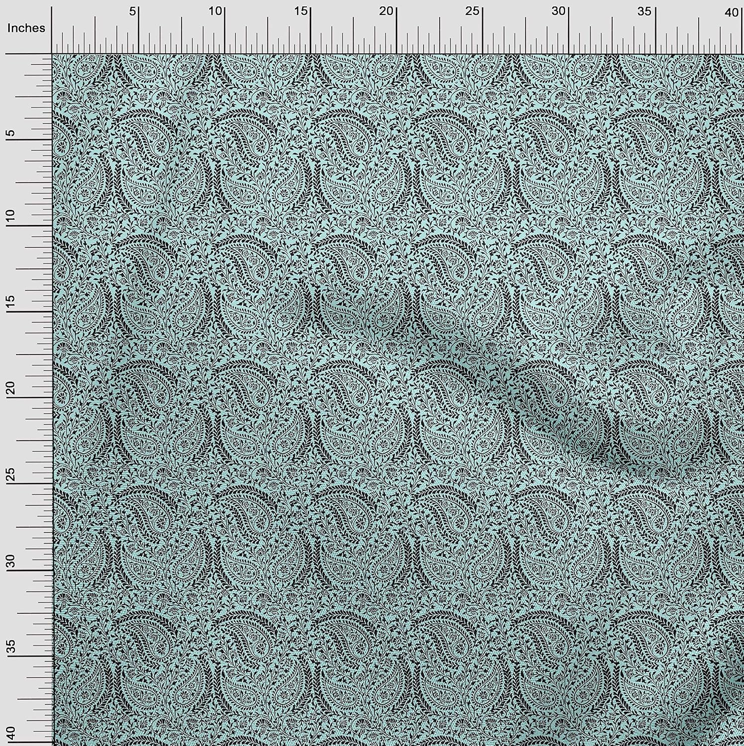 oneOone Cotton Flex Turquoise Green Fabric Paisley Sewing Fabric By The Yard Printed DIY Clothing Sewing Supplies 40 Inch Wide