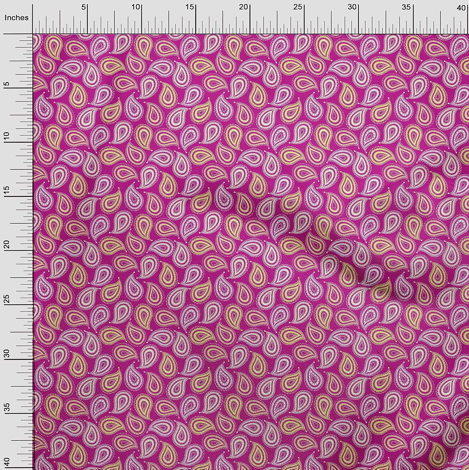 oneOone Viscose Chiffon Fuschia Pink Fabric Paisleys Fabric for Sewing Printed Craft Fabric by The Yard 42 Inch Wide