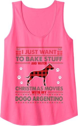 Miniatura 10 de Christmas Movies Dogo Argentino Dog Ugly Christmas Sweater Tank Top