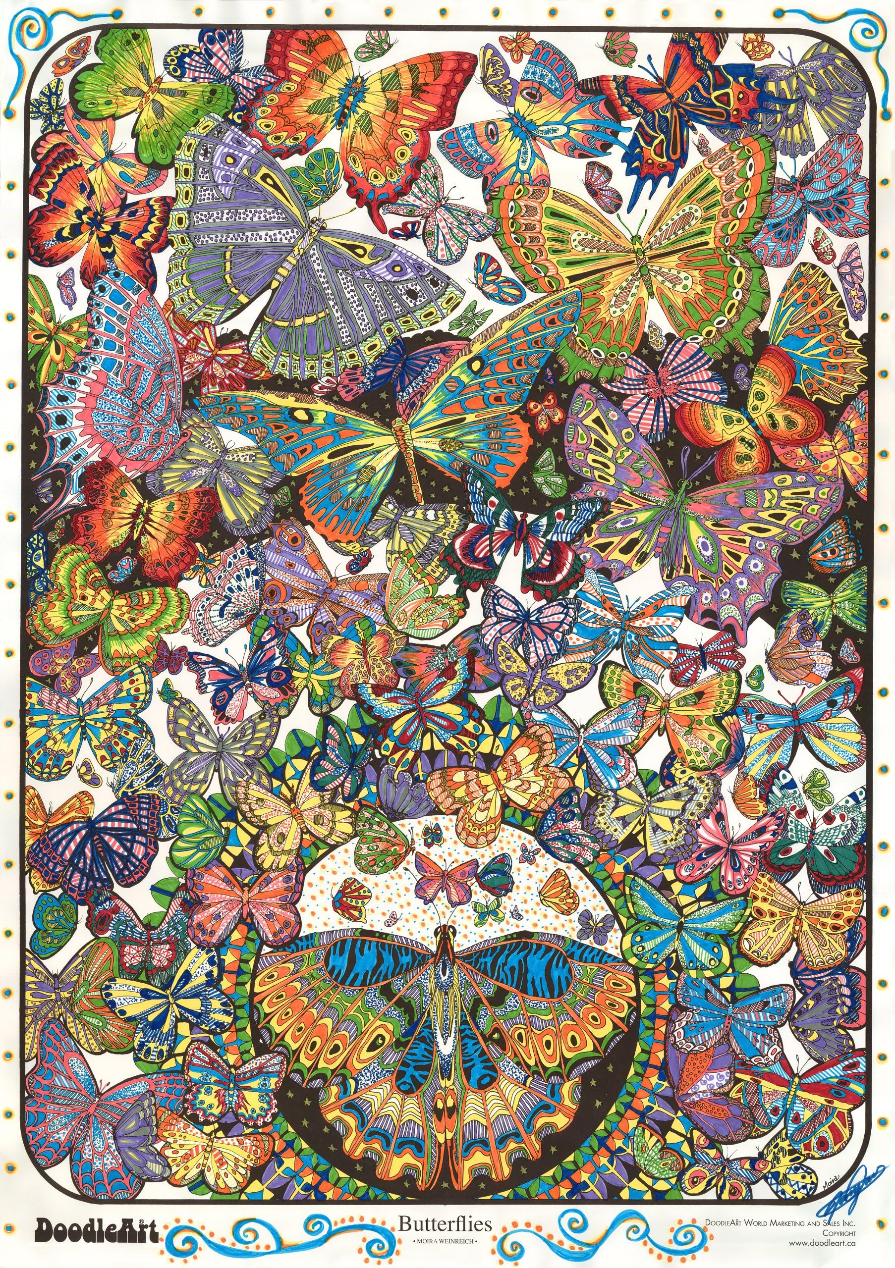 DoodleArt The Original Butterflies Adult Coloring Poster