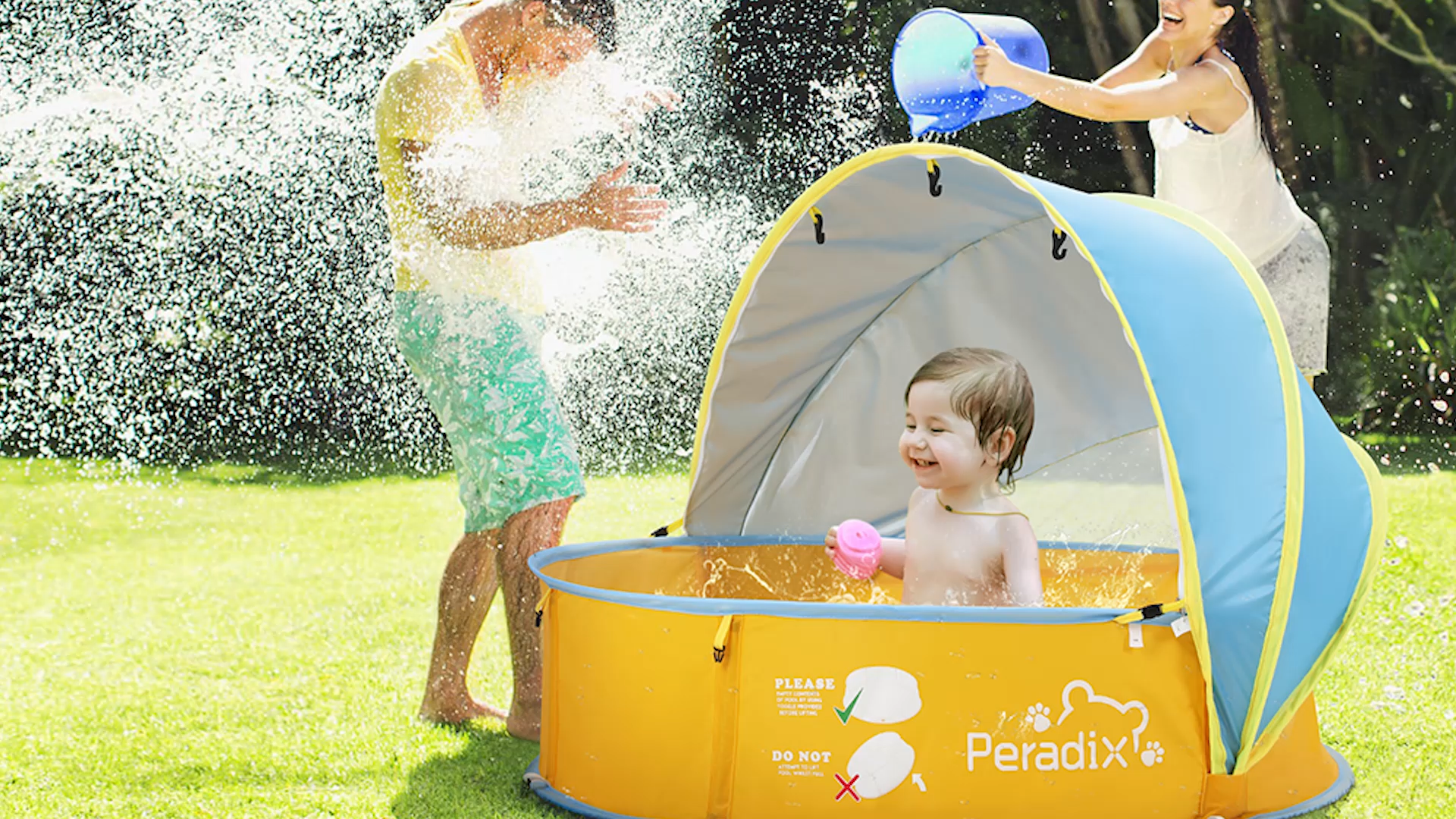 Tente Pop-up Bébé 4 En 1 Peradix - Piscine à Balles + Protection UV + Moustiquaire - Portable Bleu