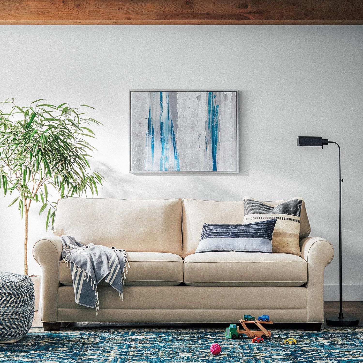 New Product Amazon Brand – Stone & Beam Modern Pharmacy Living Room Standing Floor Lamp With Light Bulb - 48 x 10 x 15 Inches, Matte Black