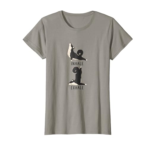 Womens Inhale Exhale Black And Tan Shiba Inu Yoga Dog Tee Shirt