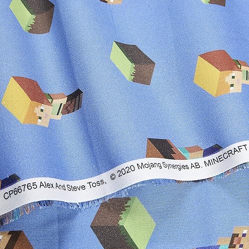 Miniatura 3 de Mojang Minecraft Alex y Steve Toss - Tela acolchada azul por yarda