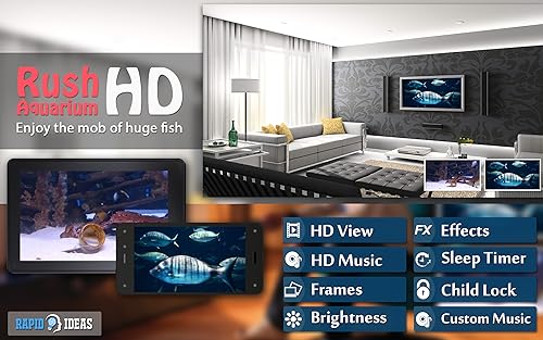 free rush aquarium HD - multidão de peixes grandes no aquário em sua TV HDR 4K, TV 8K e dispositivos