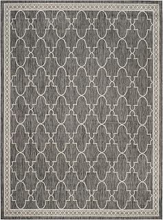 Safavieh CY8871-36621 Courtyard Collection - Alfombra (Interior y Exterior), Color Negro y Beige