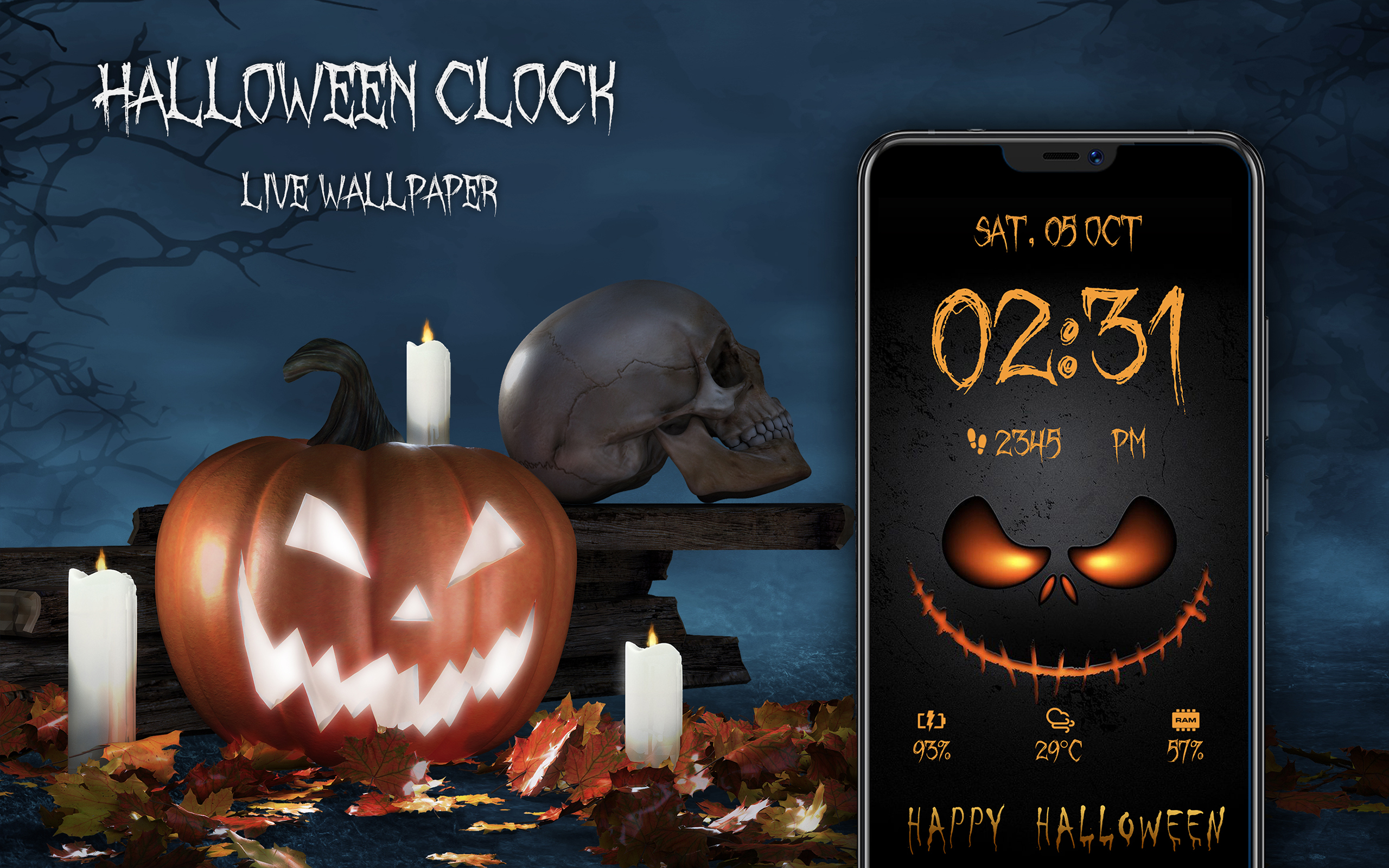 Halloween Spooky Digital Clock Live Wallpaper - App on Amazon Appstore