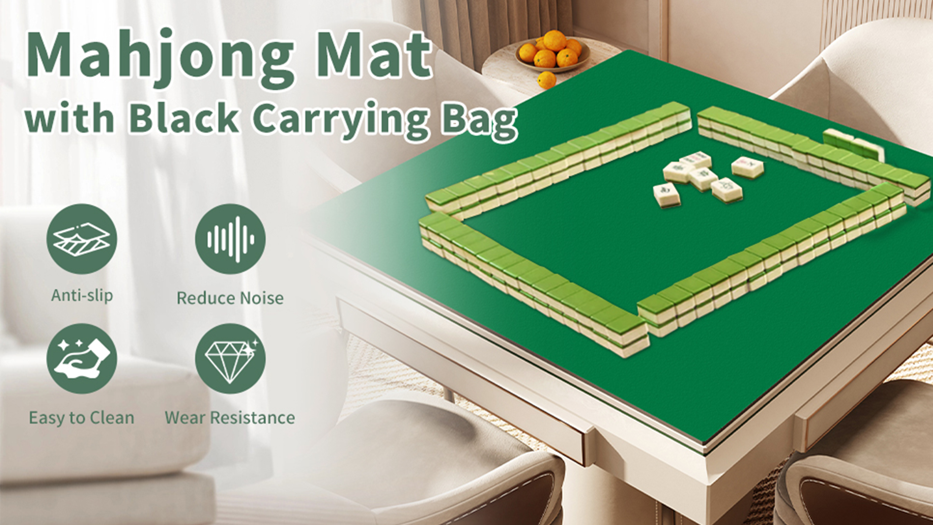 Tapis Mahjong Antidérapant 80x80cm - Protège Ta Table Pour Poker, Cartes, Jeux De Société, Dominos