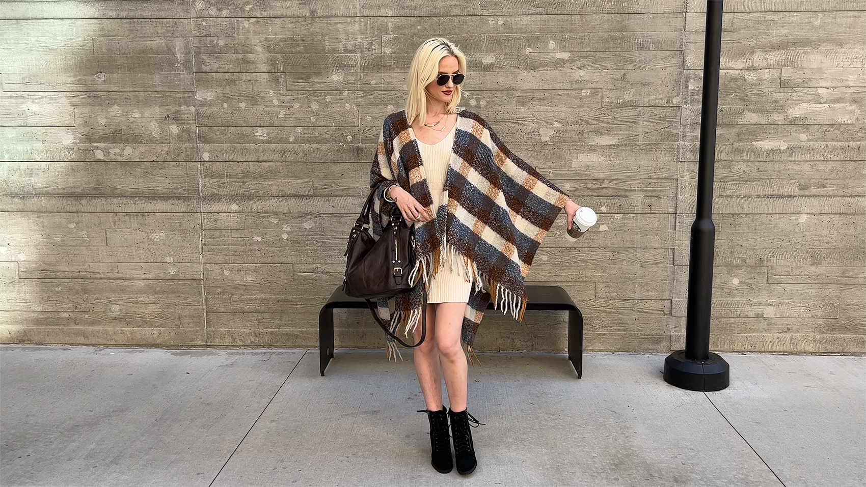 Ruana-Cardigan Für Damen – Stylischer Wickelponcho Mit Schal, Vorne Offen, Einheitsgröße (grau)