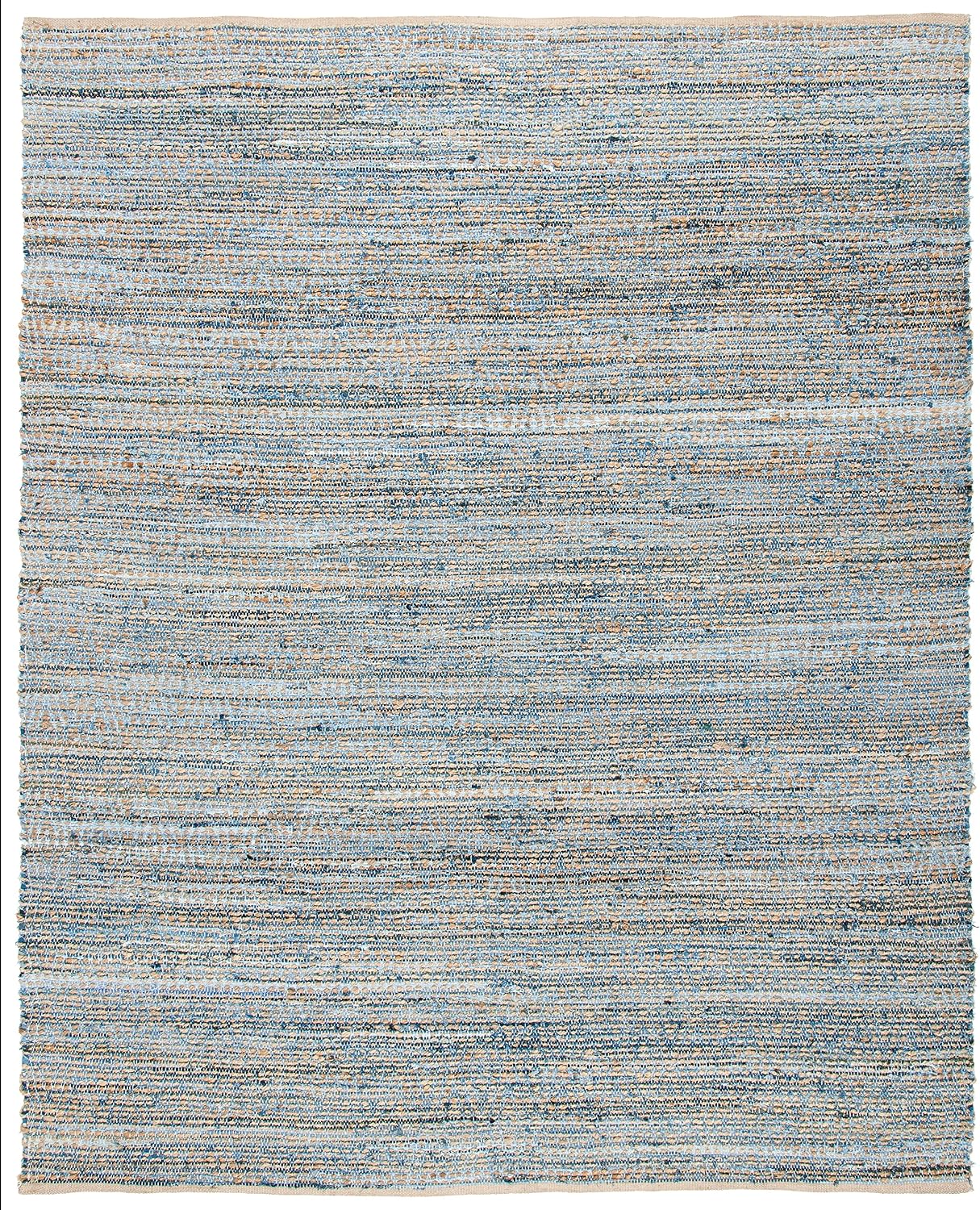 SAFAVIEH Cape Cod Collection X-Large Area Rug - 11' x 15', Natural & Blue, Handmade Flat Weave Coastal Braided Jute, Ideal for High Traffic Areas in Living Room, Bedroom (CAP351A)