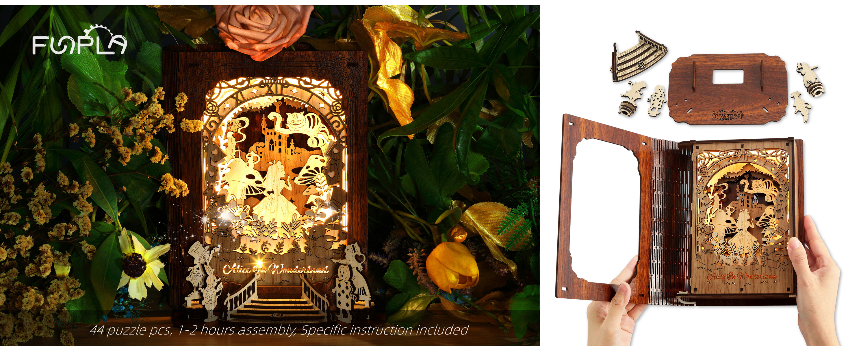Puzzle 3D La Belle et la Bête Veilleuse - Maquette en Bois LED Décoration - Jeux - Jouets