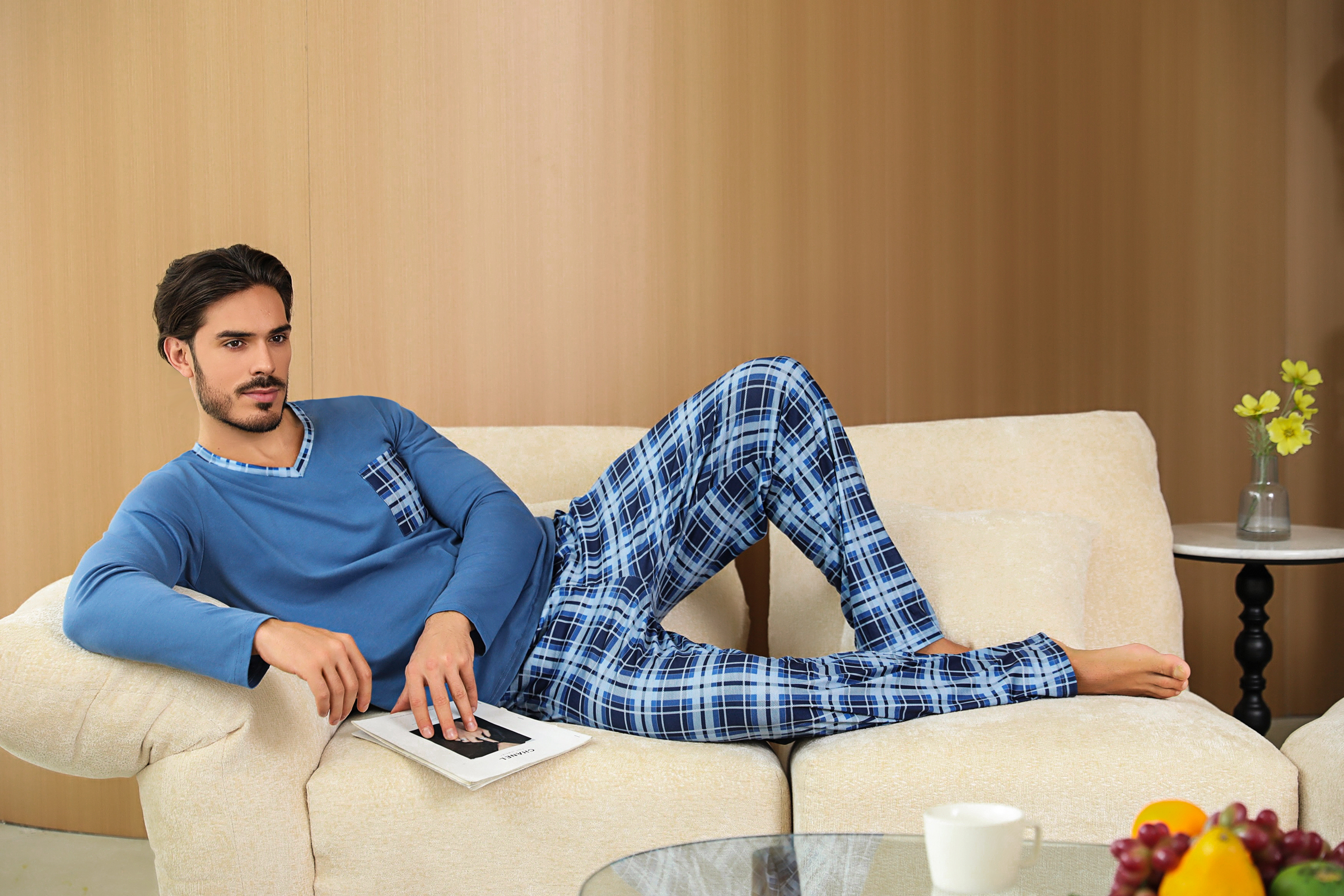 Produktbild von Pyjama Herren Winter Schlafanzug Herren Jungen Pyjama Baumwolle Winter Warm Schlafanzug Hausanzug Nachtwäsche Interlock Pjama Set Für Herren Christmas Pyjama