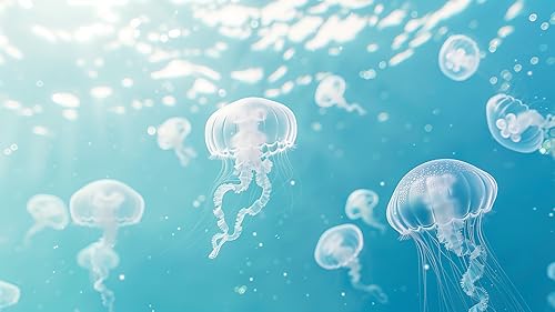 Jellyfish Screensaver: Underwater HD Colorful Neon Glowing Jellyfish Videos, Relaxing Music, and Tra