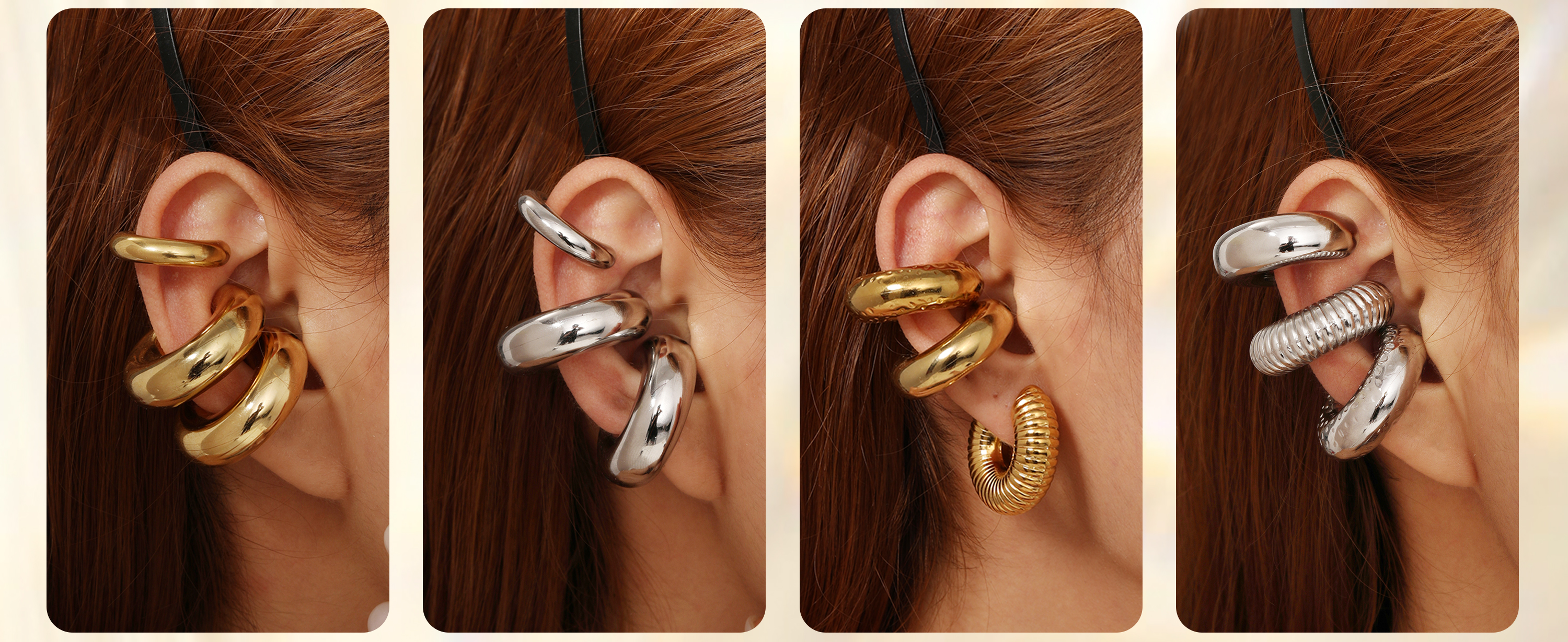 6 Paires De Ear Cuff Faux Piercing Sans Trou - Boucles D'Oreilles à Clip Pour Cartilage, Hypoallergéniques, Pour Femmes