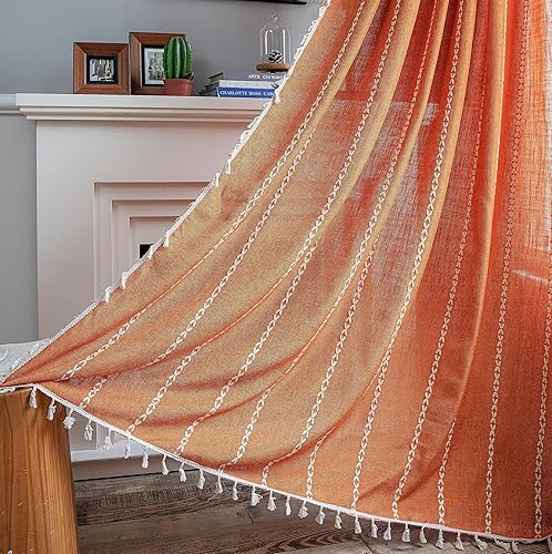 Miniatura 9 de Sutuo Home Cortinas bohemias para dormitorio de 84 pulgadas de largo, cortinas semiopacas con borlas de granja, tratamiento de ventana, cortina