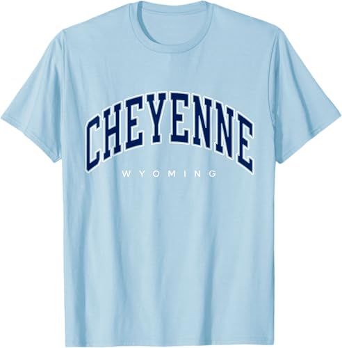 Cheyenne Wyoming WY Varsity Style Camiseta de texto azul marino, Azul