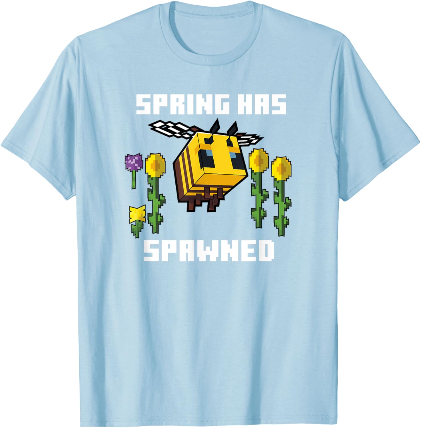 Minecraft Bee Spring Has Spawned Graphic Blocks T-Shirt Minecraft Bee Spring Has Spawned Graphic Blocks T-Shirt